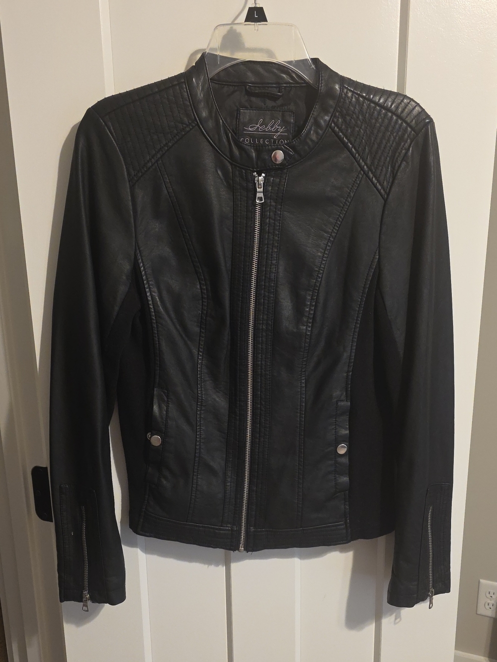 Sebby Collection Black Leather Moto Jacket Size Medium